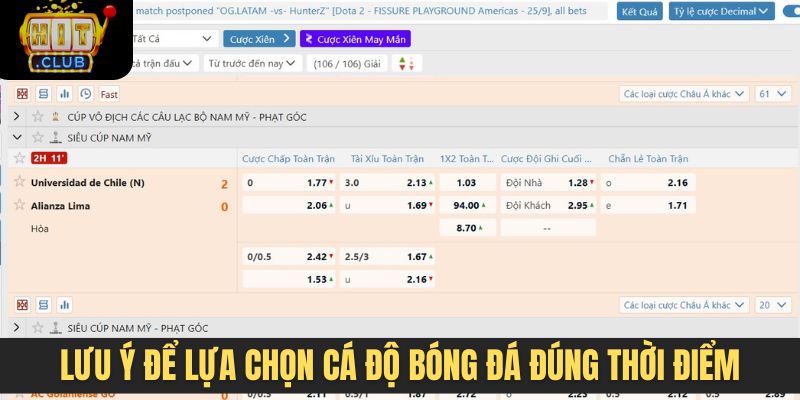 Lưu ý để lựa chọn cá độ bóng đá đúng thời điểm